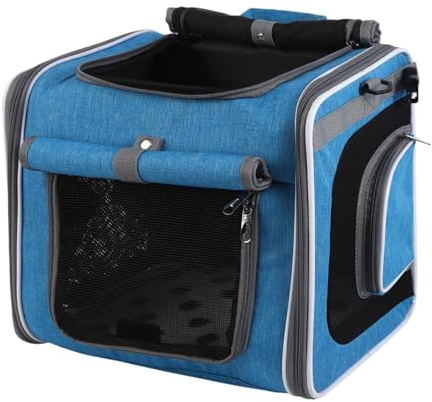 36 x 26 x 31 cm großer Hunde-Fahrradkorb aus Polyester mit Belüftung, Verstellbarer Transport mit 4 offenen Türen, 4 mit Schultergurt, Radfahren, Wandern, Reisen