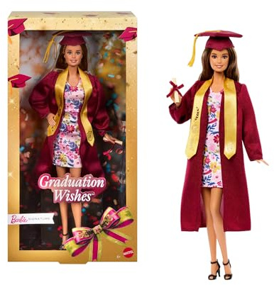 Barbie Signature Graduation Wishes Fashion Doll with Burgundy Robe & Tassel Cap, Collectible Toy in Giftable Packaging