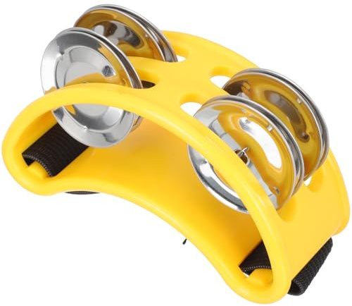 Baluue Tambourin à Pied Double Rangées avec Clochettes Métalliques pour Garçon Fille et Adultes Instrument de Percussion pour Éducation Musicale et Animation