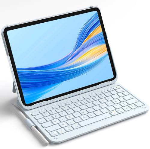 Inateck Étui Clavier iPad 10e/11e gén., Clavier Ultraléger avec Porte-Stylet pour iPad 11e (2025 11 A16)/10e (2022 10.9), Air 11 M4/M3/M2 (2026/2025/2024), Air 5/4, Pro 11 4/3/2/1, AirTap Bleu