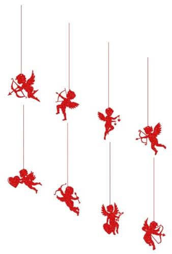 SHINEOFI 8 Piezas de Colgantes de Cupido para Decoración Romántica de San Valentín y Bodas Papel Resistente Decoloración Decoración Colgante para Pared y Porche Ambiente Festivo