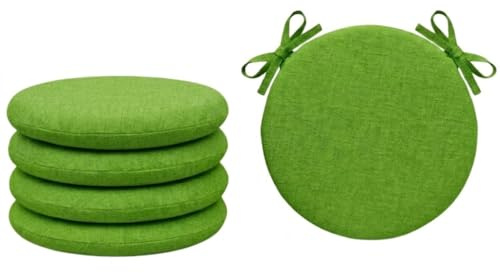Tata Home Set 4 Cuscini Sedia Rotondi con Laccetti Cuscini Sedie Sgabelli Cucina Sfoderabili Coprisedia da Interno Esterno Made In Italy Diamentro 40 cm Spessore 3 cm Mod. Billy Colore Verde