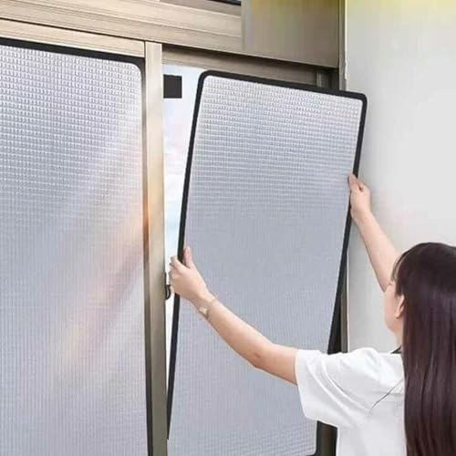 Pellicola Isolante Per Finestre in Alluminio, Doppia Faccia Protezione UV Pellicola Riflettente, Isolamento Acustico Pellicolas Oscurante per Finestre, Riutilizzabile(60x165cm)