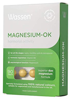 Wassen Magnesium OK - 90 Magnesium Tablets | Daily Supplements for Women | Hormone Balance PMS Supplements | 3 Month Supply