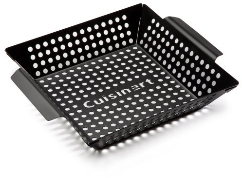 Cuisinart 11 x 11 Non-Stick Grill Wok, Perforated BBQ Grill Basket for Grilling Veggies, Meat & Stir-Fry, Outdoor Grilling Basket for Charcoal and Gas Grills