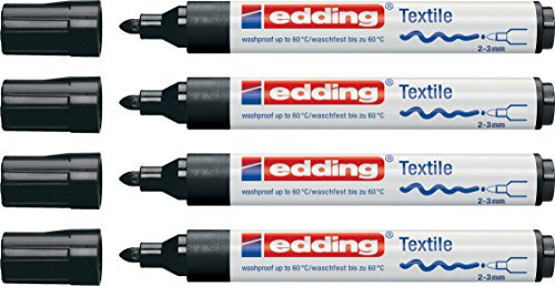 edding Textil- und Filzmarker für schwarze T-Shirts, 4er-Pack