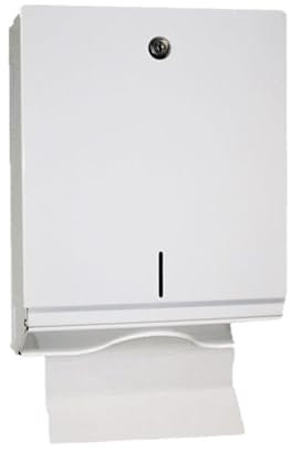 Falthandtuchspender | Papierhandtuchspender | für alle gängigen Papierhandtücher | Metall weiß | Wandspender | abschließbar | für gefaltete Handtücher