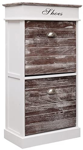 vidaXL Paulownia Holz Schuhschrank 2 Kipper Schuhkipper Schuhregal Regal Schuhaufbewahrung Schuhablage Schuhkommode Flur Braun 50x28x98cm