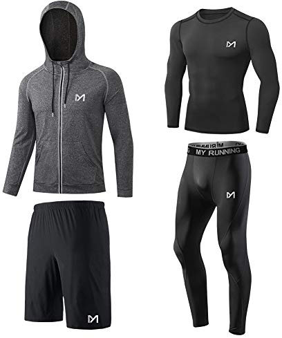 MEETYOO Kompressionsshirt Herren, Leggings Sport Laufhose Funktionsshirt Männer Jacke Kompressionshose Funktionswäsche für Running Gym Fitness