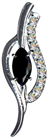 Kedjans hängsmycke/äkta silver 925 med zirkonia/jugendstil design/stenfärg: klar vit svart exklusiv extravagant/onlinebutik smycke/51038, Sterlingsilver 925, zirkonstenar, zirkoniumkristall strass