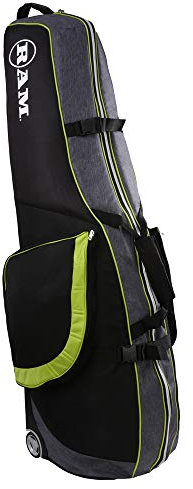 Ram FX Golf Travel Cover Deluxe Padded Wheeled Flight Bag Black/Grey/Neon