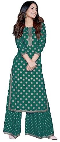 Traditional JaipurRayon Smarty Kurti pour Femmes au Design Attrayant avec Un Ensemble de Pantalons Robe de soirée (Large)
