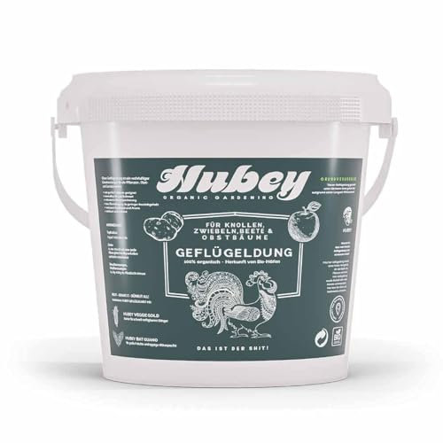 HUBEY Bio Naturdünger aus Hühnermist (5 kg) - Hochwirksamer Hühnerdung u. organischer Bodenverbesserer - Universal Dünger vom Biohof