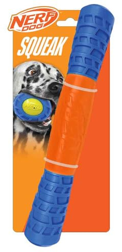 Nerf Dog 11.5 TPR Exo Squeak Stick - Azul/Naranja
