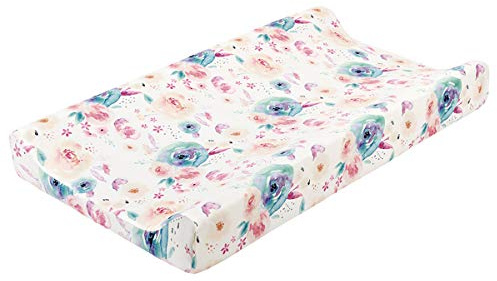 SH-RuiDu Funda para cambiador, súper suave, transpirable, floral, cambiador, para bebés, niños y niñas (flor de acuarela)
