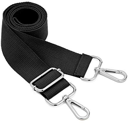 Breite Umhängetaschen Strap,Verstellbarer Ersatz Gürtel Tasche Strap mit Silber Swivel Hooks Soft Canvas Handtasche Riemen Messenger Bag Changeable Long Strap for Crossbody Handtasche (schwarz)
