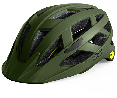 OutdoorMaster Gem Recreational MIPS Cycling Helmet - Two Removable Liners & Ventilation in Multi-Environment - Bike Helmet in Mountain, Motorway for Youth & Adult (Palm Green, Medium)