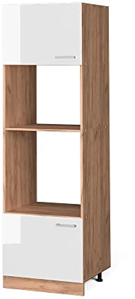 Vicco Armario para microondas R-Line, Blanco Alto Brillo, 60 cm, para combinación Libre Dentro de Sistemas de Cocina modulares