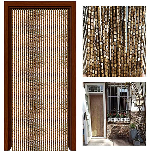 Bambusperlen Vorhang Tür Hängende Perlen Bambus Türvorhang Holzperlenvorhang Raumteiler,Bambusvorhang für Türen,Wohnzimmer,Balkontür,Insektenschutz Fliegenschutz Dekovorhang (90 strands 90x200cm)