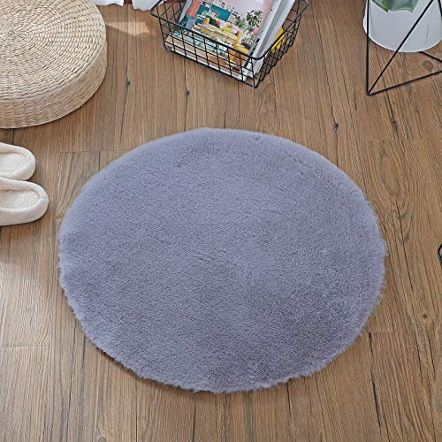 HEQUN Soft Faux Rabbit Fur Rug, Short Fur Rug Faux Fur Rabbit Fur Imitation Lambskin Rug Faux Fur Sheepskin Faux Bed Rug or Mat for Chair Sofa (Grey, 45 x 45 cm)
