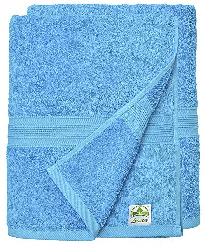 leevitex® Handtuch-Set, flauschig und saugstark, 2 Duschtücher, 70 x 140 cm, Qualität 500 g/m², 100% Baumwolle - Türkis