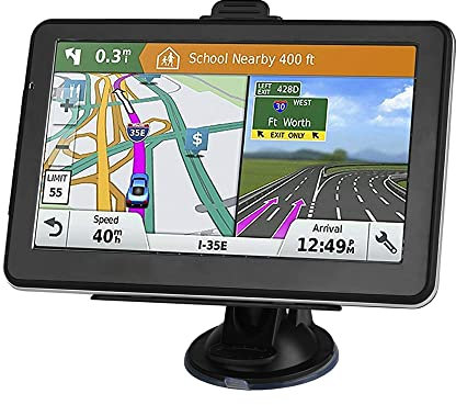 Riloer Navigationsgeräte für Auto Universal GPS Navigation Kit, 7 Zoll Sat Navi Display mit Klammer FM-Sender,Kartennavigation, mehrsprachige Einstellungen, MP3 Spielen, mit Stand