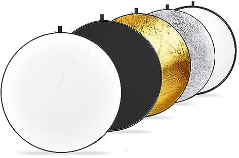 NEEWER Reflector Luz de 12/30cm Difusor de Luz 5 en 1 Multi Disco Plegable con Bolsa Translúcido, Plateado, Dorado, Blanco y Negro para Iluminación de Fotografía de Estudio y Exteriores