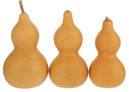TOPBATHY Natural Dried Gourds 3pcs Unfinished Wood Gourd Bottle DIY Painting Wood Peg Doll Dried Gourds for Crafts Arts Chinese Gourd Bottle Feng Shui Hu Lu Ornament 9-12CM