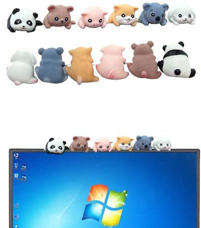 Qaoliffa 6Pcs Creative 3D Craft Figurine Computer Monitor Decor,Car Central Control Screen and TV Decorations,Personalized Animal Collectible Figurines Mascot Resin Crafts for Home Office Decoration