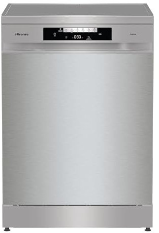Hisense HS642C60X - Lavavajillas Independiente,Capacidad 14 Servicios, 60cm, Auto Dry Apertura de Puerta Automática, Control Táctil, Inicio Diferido y Lavado Rápido,Media Carga, Libre instalación Inox