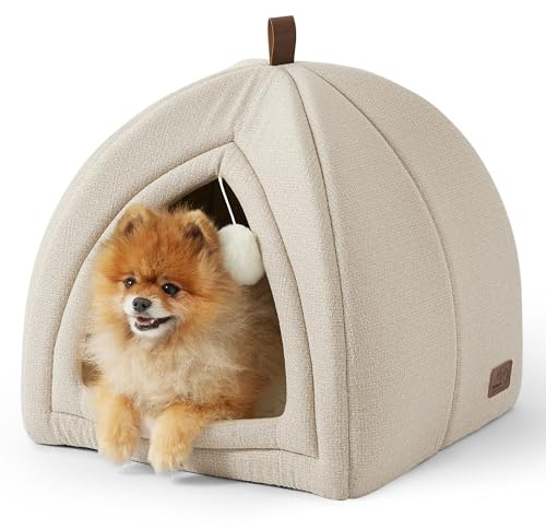 Bedsure Cat Cave Bed Igloo with Removable Washable Cushion, 44x44cm