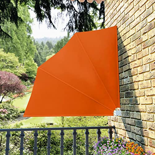 PABURNI Faltbare Balkonfächer Windschutz Balkon-Sichtschutz Markise für Garten Terrasse Balkon Faltkonstruktion UV- und Witterungsbeständig Schlichte und Stilvolle Terracotta-Rot 140x140 cm