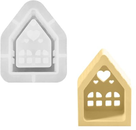 YEJAHY Silikonformen Gießformen Häuser, Silikon Gießformen Kerzenhalter, Weihnachten Deko Gießformen Silikon für Bastelarbeiten Gips Kerzen DIY Herbst Dekoration