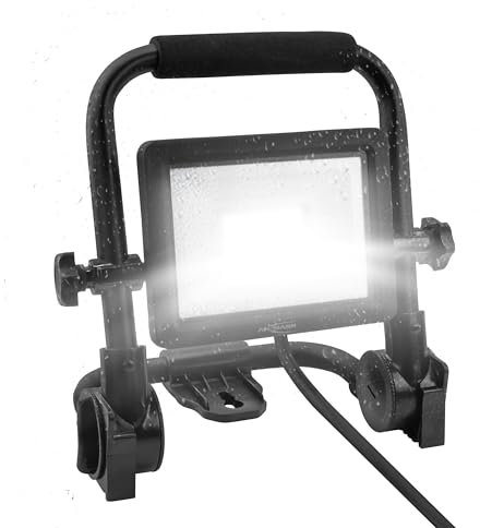 ANSMANN Projecteur de chantier à LED, avec câble et fiche à contact de protection, robuste & très lumineux jusqu'à 2200 lumens, projecteur de travail avec reproduction fidèle des couleurs