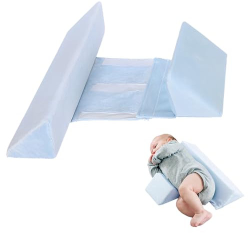 HOVCEH Seitenschläferkissen, Lagerungskissen, Verstellbares und Removable Seitenlagerungskissen, Side Support Pillow, Anti-Rollen Keilkissen mit Rückenlehne für 0-12 Monate Schlafhilfe, Blau