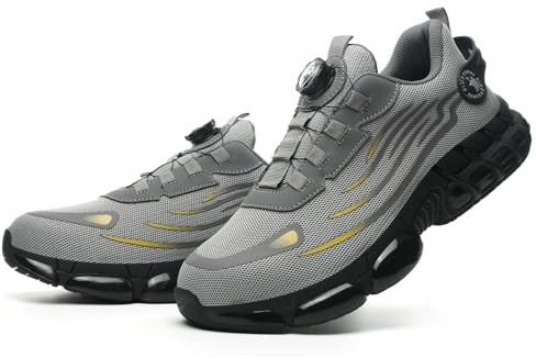 Safety Shoes for Men and Women - Comfortable Lightweight Steel Toe Cap Trainers with Air Cushion, Non Slip Work Shoes