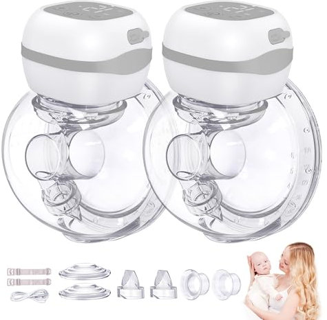 Jheppbay Electric Breast Pump Wearable, Portable Hands Free Pump, 201g Lightweight, 40dB Ultra Quiet Wireless Pump, 3 Modes 12Levels, Leakproof Design for Nursing Moms at Work Home Travel, BPA Free