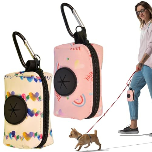 Distributore di sacchetti per escrementi di cane, confezione da 2, accessori per animali domestici con moschettone - Sacchetti e accessori per snack per animali domestici