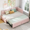 Polsterbett Ausziehbares Schlafsofa 90/180 x 200 cm, Tagesbett Samtstoff Bettgestell Bettsofa Gästebett, Einzelbett/Doppelbett, L-förmiger Rückenlehne, Samt, Rosa
