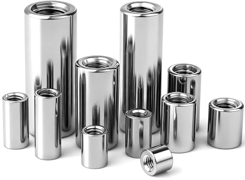 Dshunnc rund gänghylsa M5 × 15 mm, 16 stycken gängade hylsor rostfritt stål långa muttrar, inre gänga runda anslutningsmuttrar, hylsmutter M5 för montering av hushållsapparater och kontorsmöbler