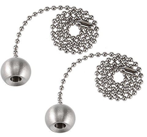 uxcell 12 inch Brushed Nickel Pull Chain Decorative Ball Pendant for Ceiling Fan Light Pack of 2