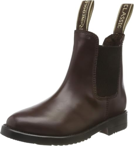 Rhinegold Childs Young Rider COMFEY CLASSIC LEATHER JODHPUR BOOTS - Traditional Horse Riding Boots - No Zip, Easy On/Off, Elastic Sides, Girls and Boys Equestrian Ankle Boots, Black or Brown
