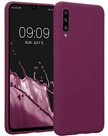 kwmobile Hülle kompatibel mit Samsung Galaxy A70 Hülle - weiches TPU Silikon Case - Cover geeignet für kabelloses Laden - Bordeaux Violett