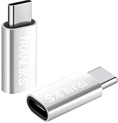 TRANLIKS für Lightning auf USB C Adapter, 2 Stück für Lightning (Female) auf Typ-C (Male) Adapter, Nur zum Laden (Nicht für Kopfhörer, unterstützt Keine Datenübertragung) - Silber