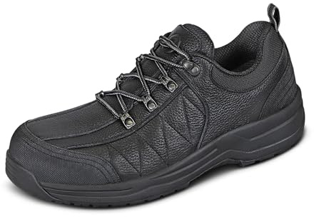 Orthofeet Men's Orthopedic Dolomite Waterproof Slip-Resistant Work Shoe, Black, Size 11 Wide