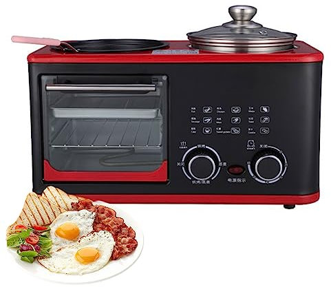 FVTVHEV Bread Maker 3-in-1 Bread Machine, 4L Toaster Oven with Pizza Oven Steamer Frying Pan, 1200W Multifunctional Bread Oven for house kitchen