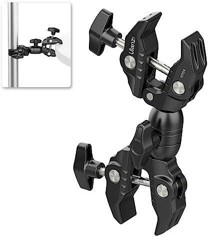 ULANZI R096 Brazo Mágico con Super Abrazadera, Trípode de Sujeción para Cámara con Cabezal De Bola Doble De 360°, para Trípode, Reflector de Fotografía, Soporte de Luz, Barandilla, Motocicleta