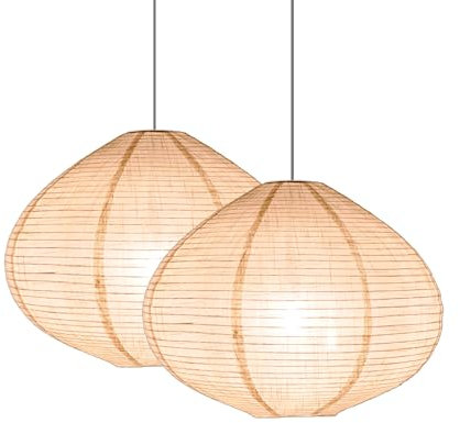 METHEDEECO 2er-Set Pendelleuchten aus Leinen – 40 cm Hängelampen, Handgefertigte Lampenschirme aus Stoff, Minimalistisches Design für Wohnzimmer, Schlafzimmer,