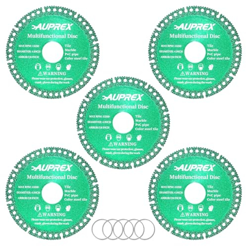 AUPREX 5 Pack 4 Inch Indestructible Disc for Grinder, 7/8 Arbor Angle Grinder Diamond Cutting Disc, Cut Everything in Seconds, Multifunctional Cutting Blade for Various Materials-Green