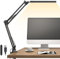 TROPICALTREE LED Desk Lamp, Swing Arm Desk Light with Clamp, 3 Lighting 10 Brightness Eye-Caring Modes, Reading Desk Lamps for Home Office 360°Spin with USB Adapter & Memory Function black-12W